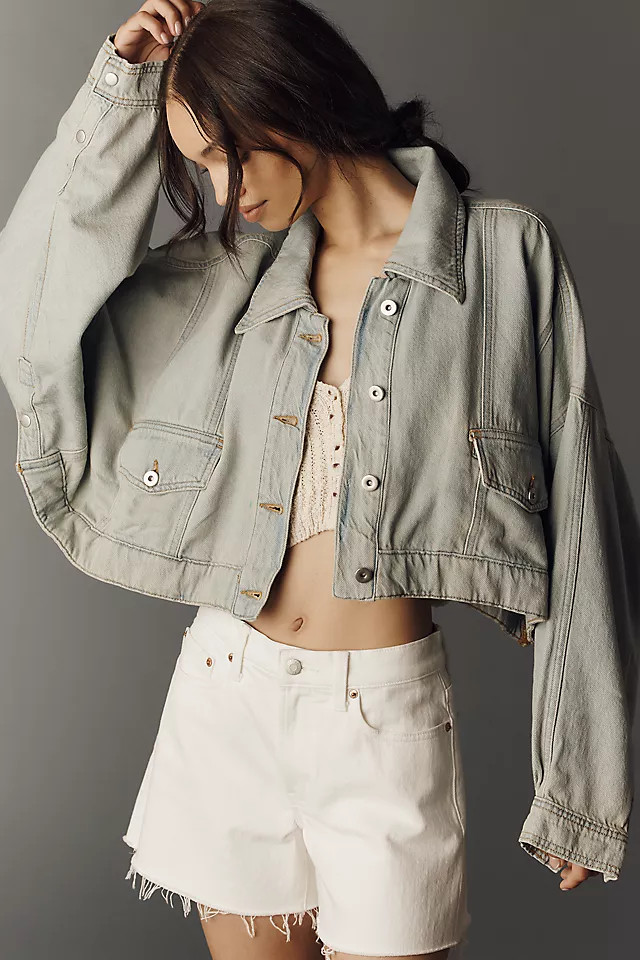 Boxy East-West Cropped Denim Jacket | Anthropologie (US)