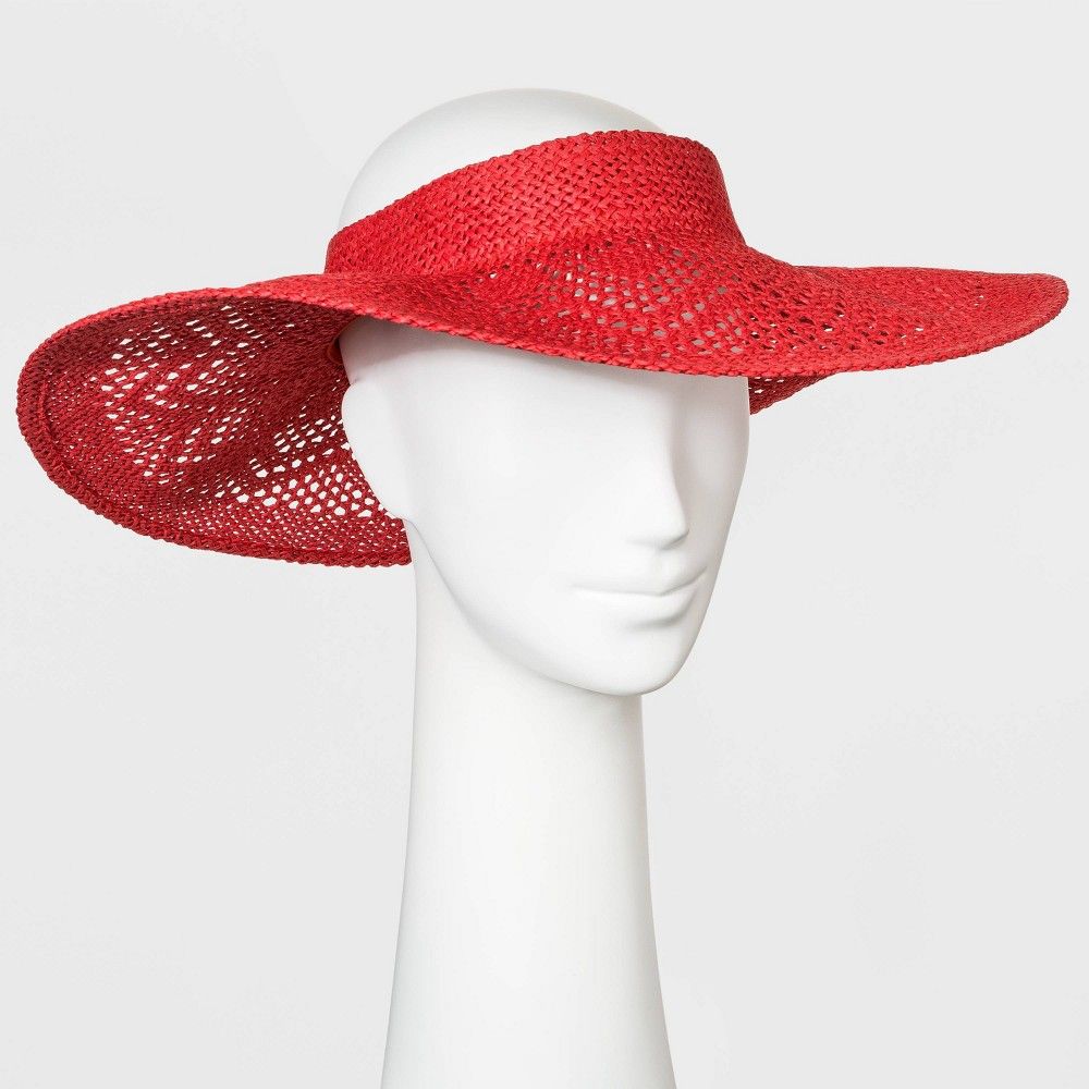 Women's Crochet Visor Hat - A New Day Red | Target