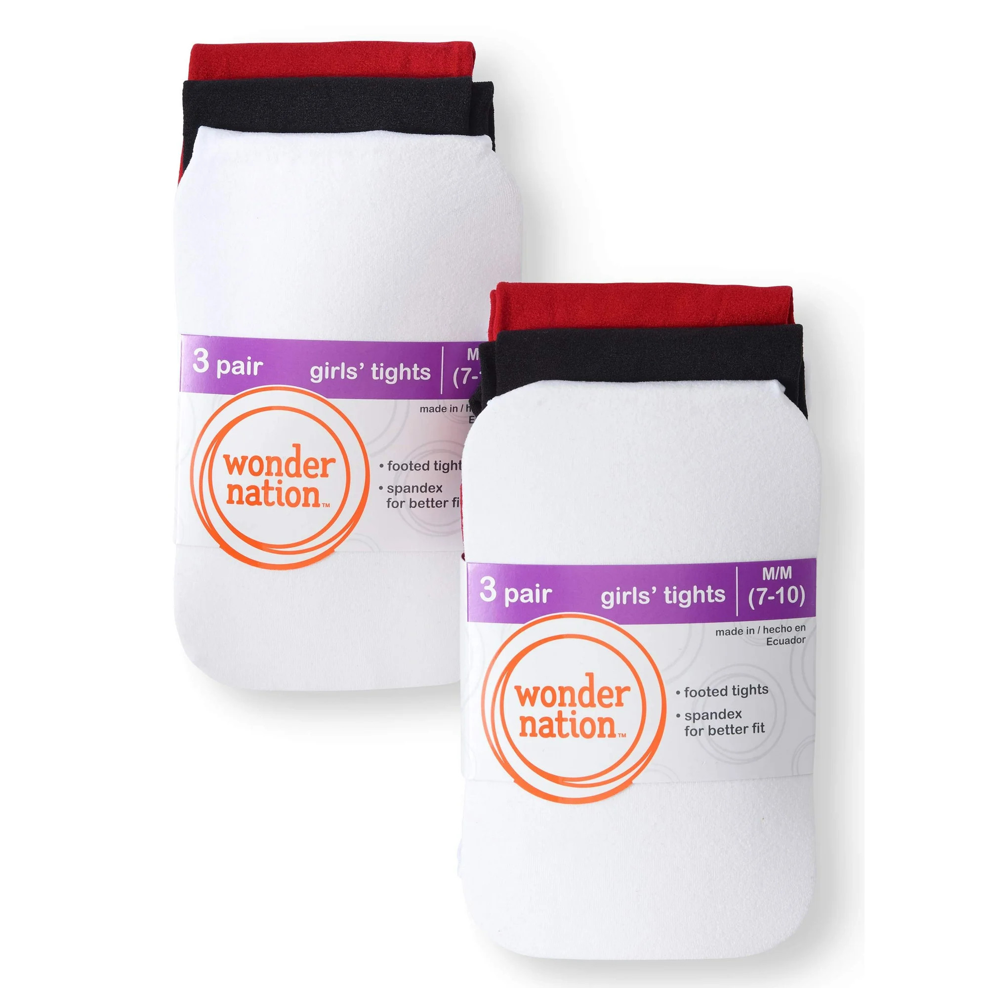 Wonder Nation Opaque Tights, 6 Pack Stockings, Sizes S-L | Walmart (US)