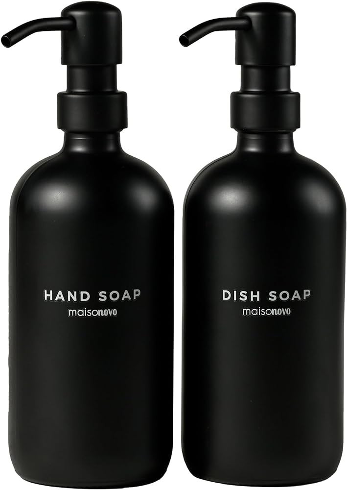 MaisoNovo Glass Soap Dispenser | Bathroom and Kitchen Set w.Dish Soap Hand Soap and Vintage Lotio... | Amazon (US)