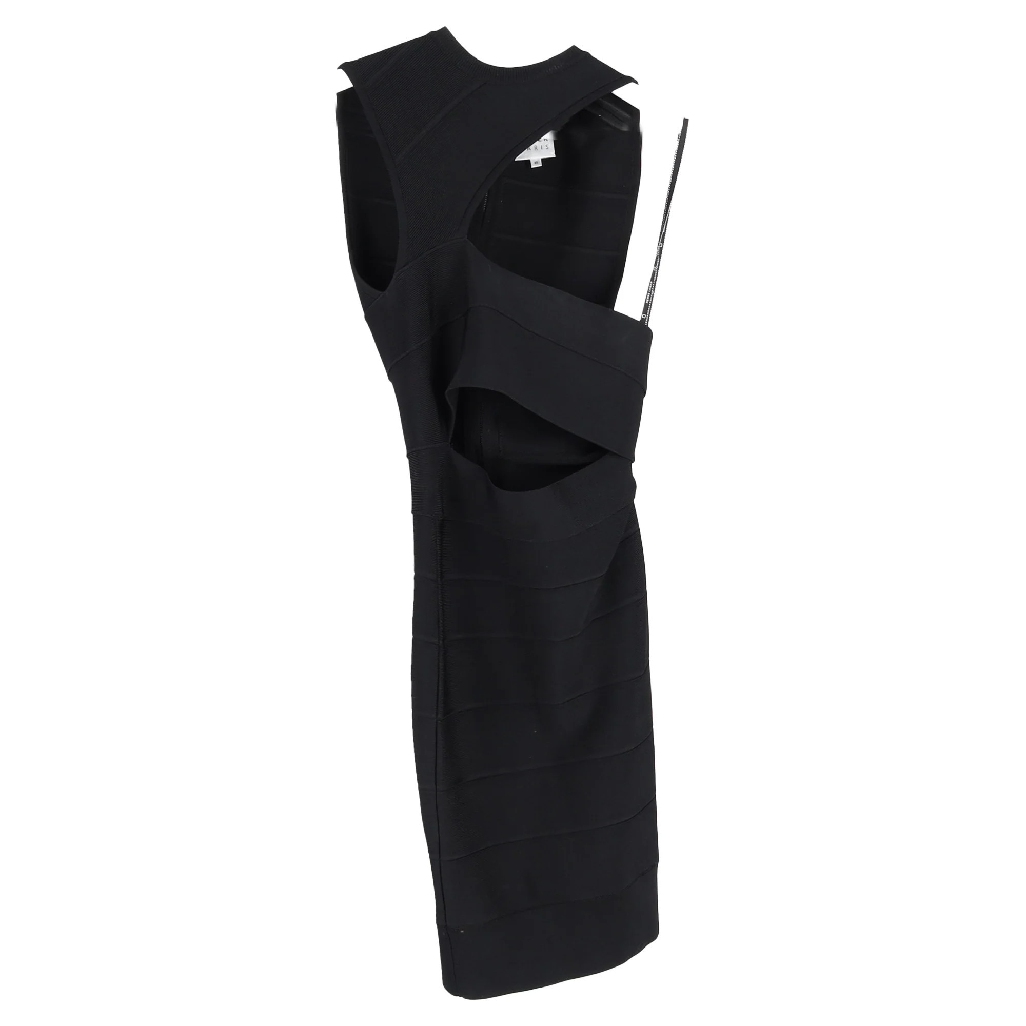 Herve Leger One Shoulder Cutout Mini Dress in Black Rayon | Shop Simon