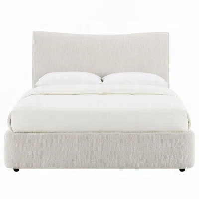 1Pc Beautiful Platform Bed Beige Chenille Upholstery wood Contemporary Bedroom Furniture | Wayfair North America