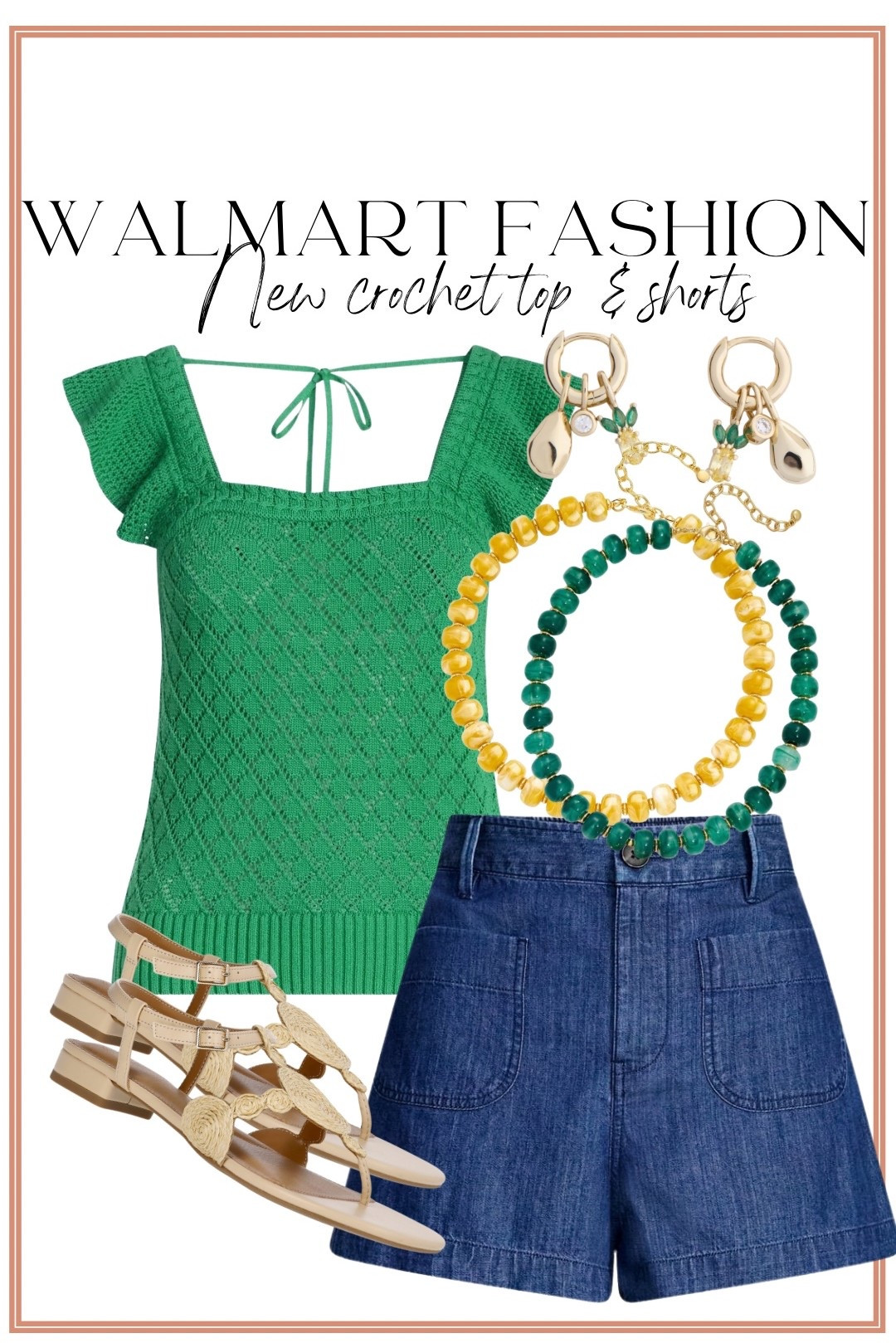 This Walmart outfit is giving boutique vibes without the boutique price tag! 💚 This gorgeous crochet sweater tank paired with the cutest denim shorts is the perfect summer outfit for everything from weekend brunch to vacation adventures. Add in the statement sandals and fun accessories, and you have an effortlessly polished look that looks so much more expensive than it is.

✨ Walmart fashion finds
✨ Summer outfit inspiration
✨ Crochet top trend
✨ Denim shorts outfit
✨ Affordable fashion
✨ Vacation style
✨ Casual chic outfit

#WalmartFashion #WalmartFinds #SummerStyle #AffordableFashion #FashionFinds #SummerOutfit #VacationStyle #CasualChic #OOTD #WalmartStyle #BudgetFriendlyFashion #EverydayStyle

#LTKootd #LTKPetite