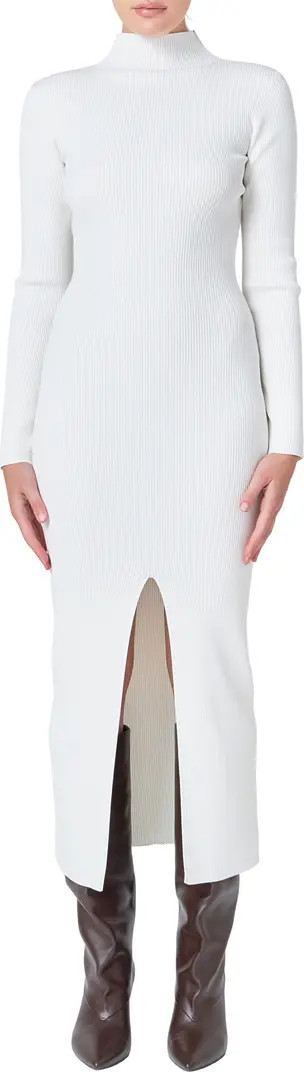 Endless Rose Mock Neck Long Sleeve Rib Midi Dress | Nordstrom | Nordstrom