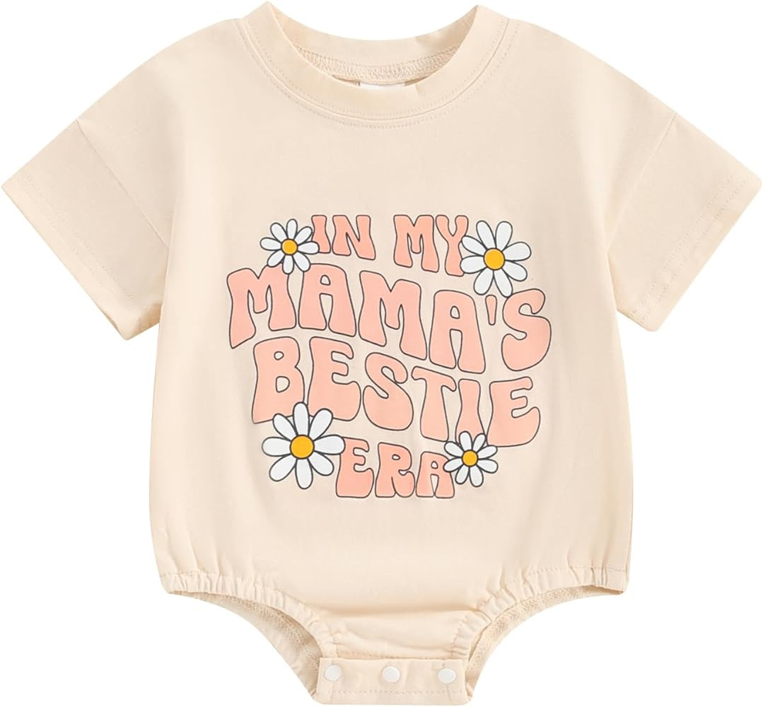 Newborn Baby Girl Outfits In My Mamas Bestie Era Daisy Bubble Romper Short Sleeve Bodysuit T-Shir... | Amazon (US)