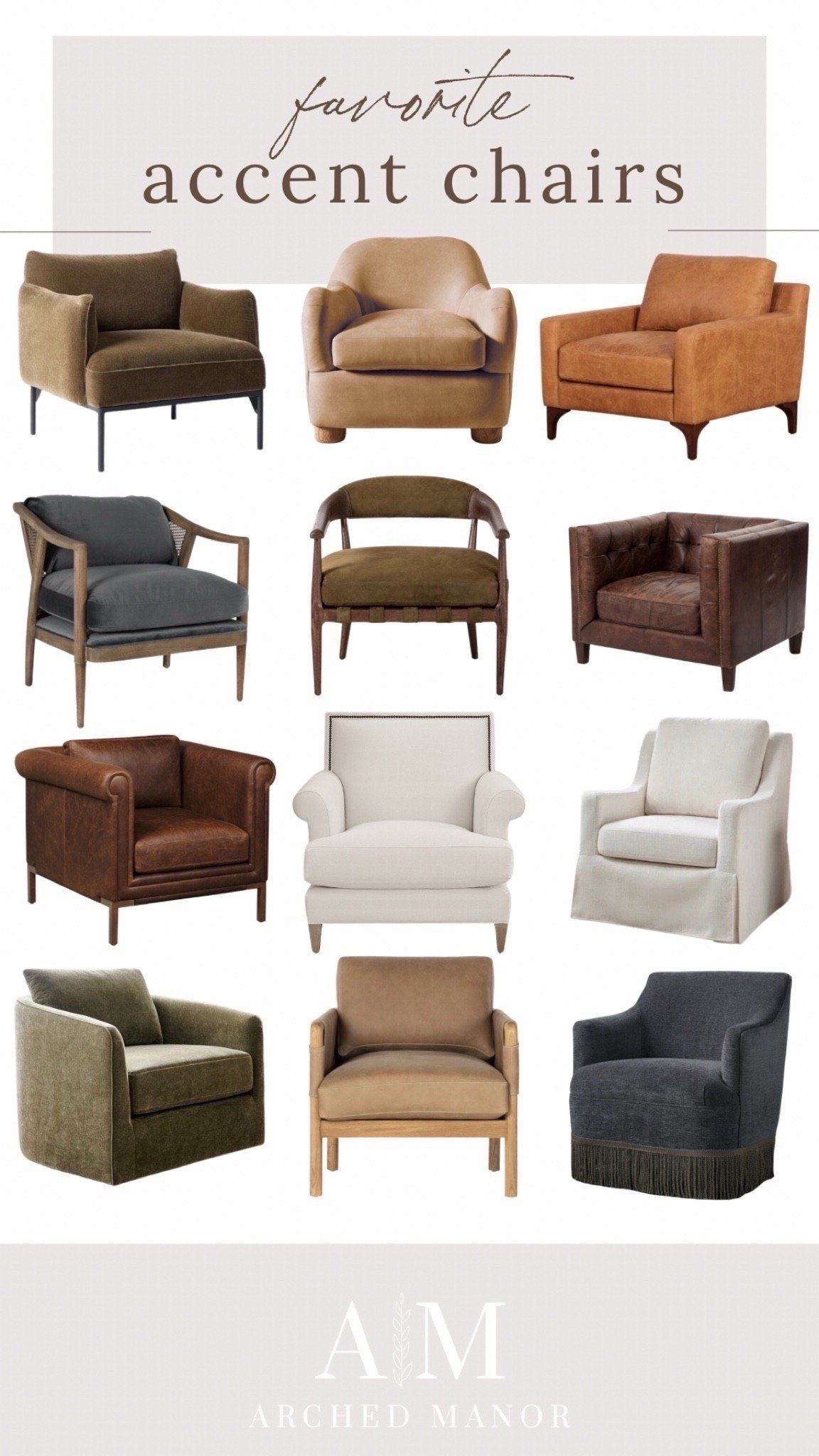 Accent chair roundup of some of our favorites! #archedmanor #modernhome #neutralhome #homedecor #casualstyle #neutralstyle #accentchair 

#LTKSeasonal #LTKHome