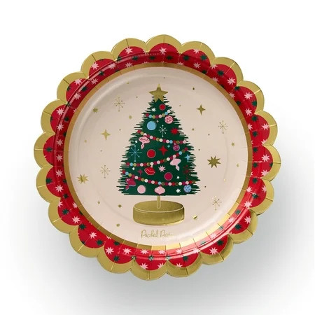 Packed Party Christmas Tree 9" Paper Dinner Plates with Gold Foil, 10 Count | Walmart (US)