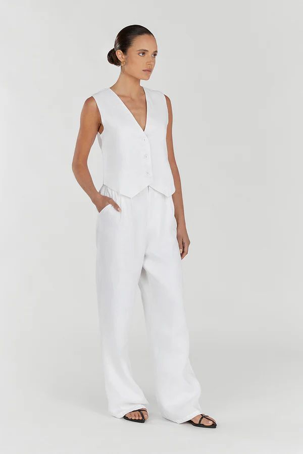 NORAH WHITE LINEN PANT | DISSH