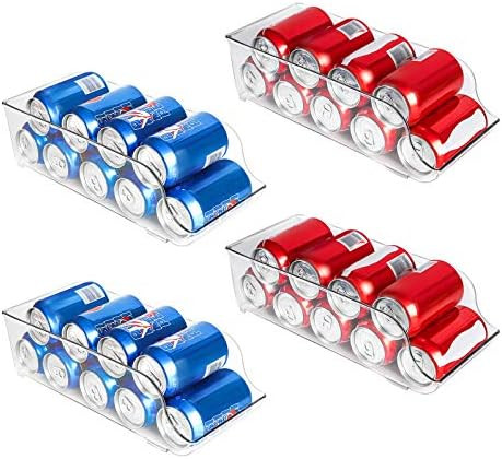 SMARTAKE Soda Can Organizers, 4-Pack Refrigerator Organizer Bins, Clear Plastic Food Storage Bins... | Amazon (US)