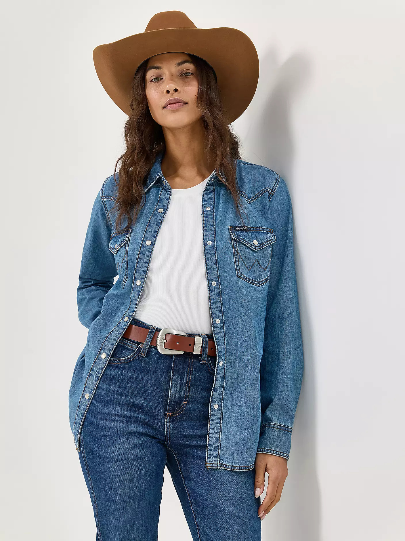 Women's Long Sleeve Western Snap Denim Shirt | Wrangler