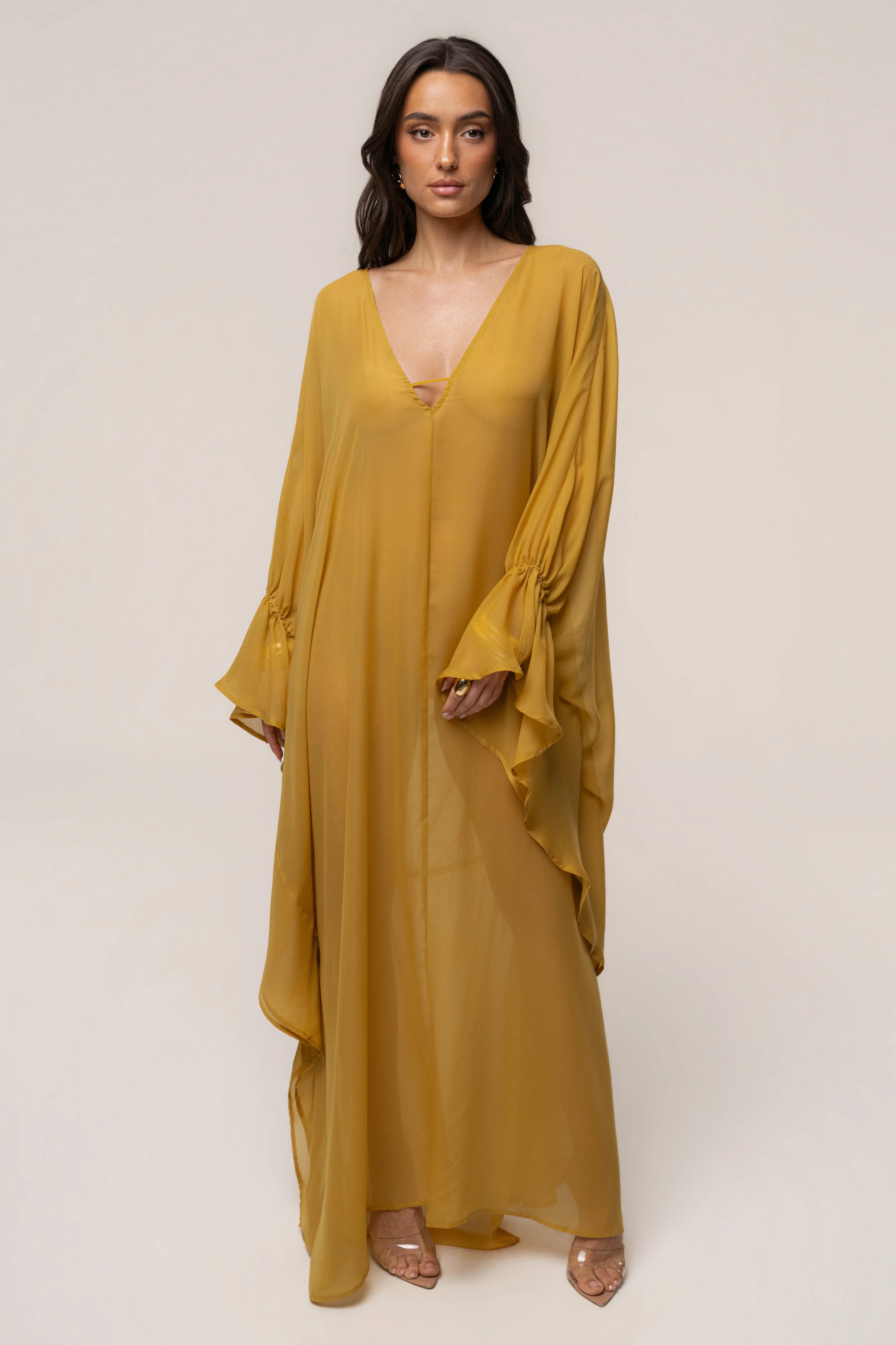 Mustard Sienna Sheer Cover Up | JLUXLABEL US