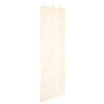 Household Essentials Over the Door Cotton Blend Cap and Hat Organizer with 15 Hook and Loop Hangers Natural | Target