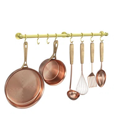Stainless Steel Hanging Pot Rack Hanger: 23.7 Inch Brass Pot And Pan Hanger Wall Mounted Hanging Pot Bar Rack Heavy Duty Pot Hangers Kitchen Rail With | Wayfair North America