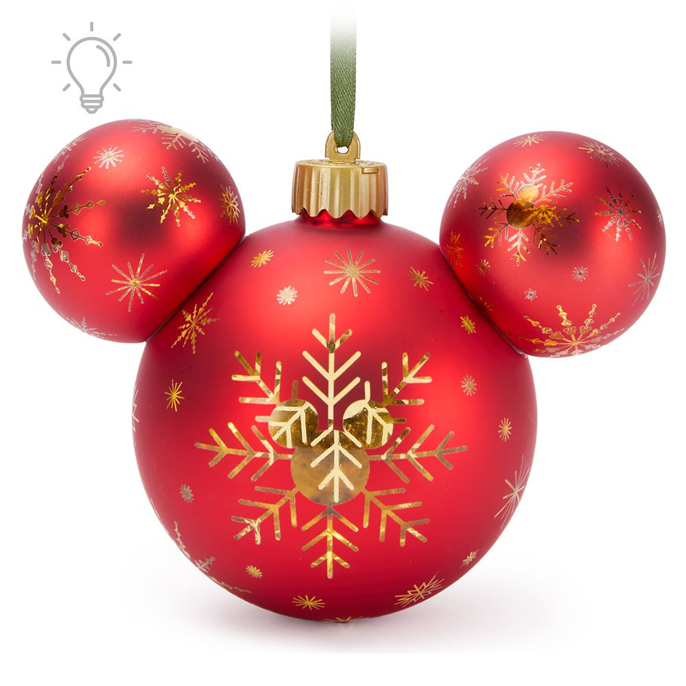 Mickey Mouse Icon Light-Up Holiday Ornament – Red | Disney Store