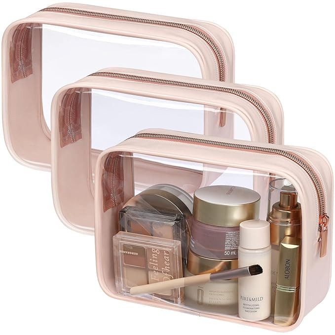 PACKISM TSA Approved Toiletry Bag - Clear Makeup Bag Waterproof Quart Size Bag, Travel Makeup Cos... | Amazon (US)