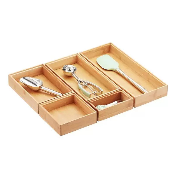 Stackable Bamboo Drawer Organizers | The Container Store