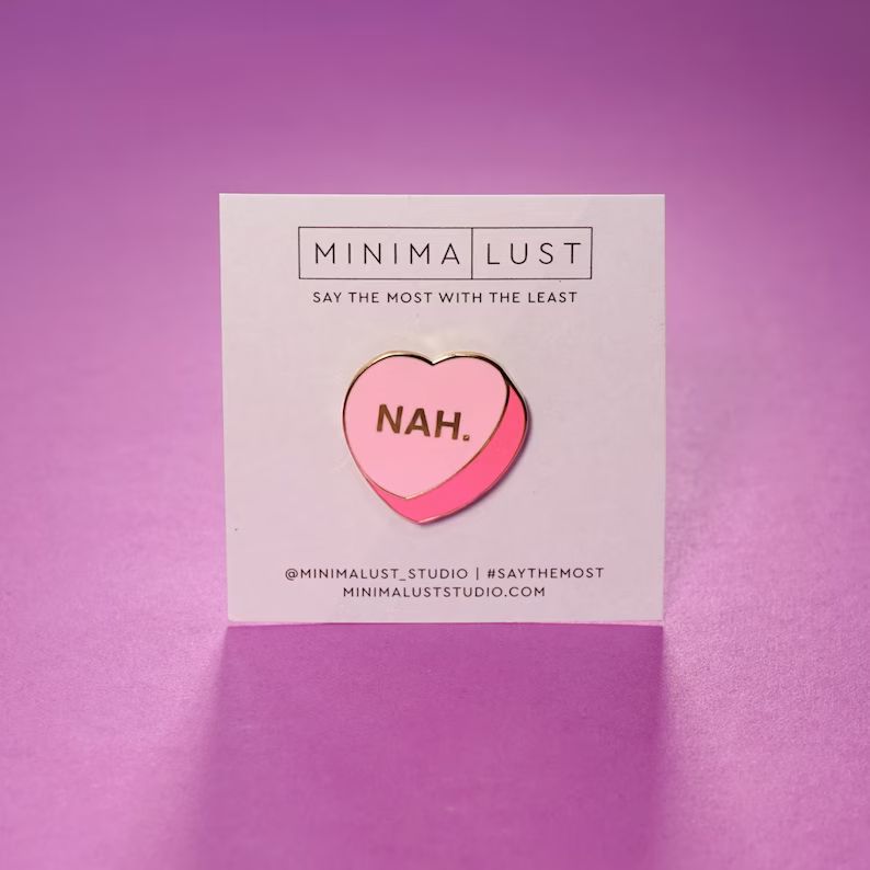 NAH. Candy Heart Curve Conversation Heart Enamel Lapel Pin - Etsy | Etsy (US)