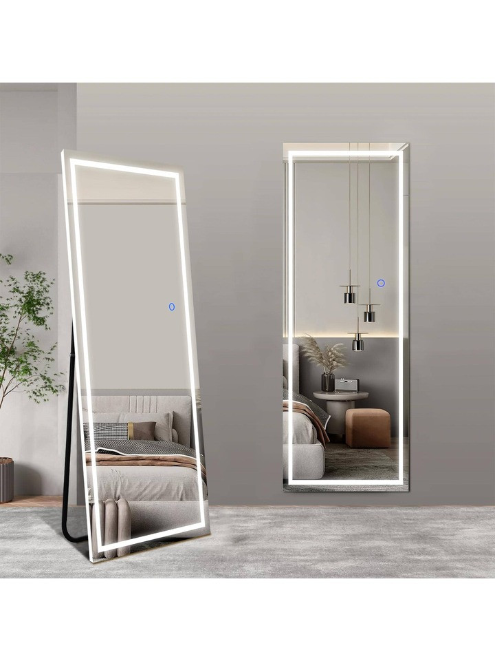 NeuType LED Rectangle Full Length Standing Mirror with 3 Colors Dimmable Lighting, 63"x 20" | SHEIN