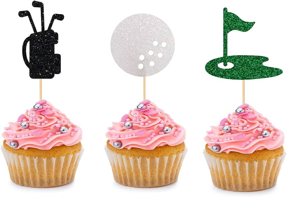 24PCS Glitter Golf Cupcake Topper Golf Bag Ball Lawn Cake Picks for Birthday Party Wedding Baby S... | Amazon (US)