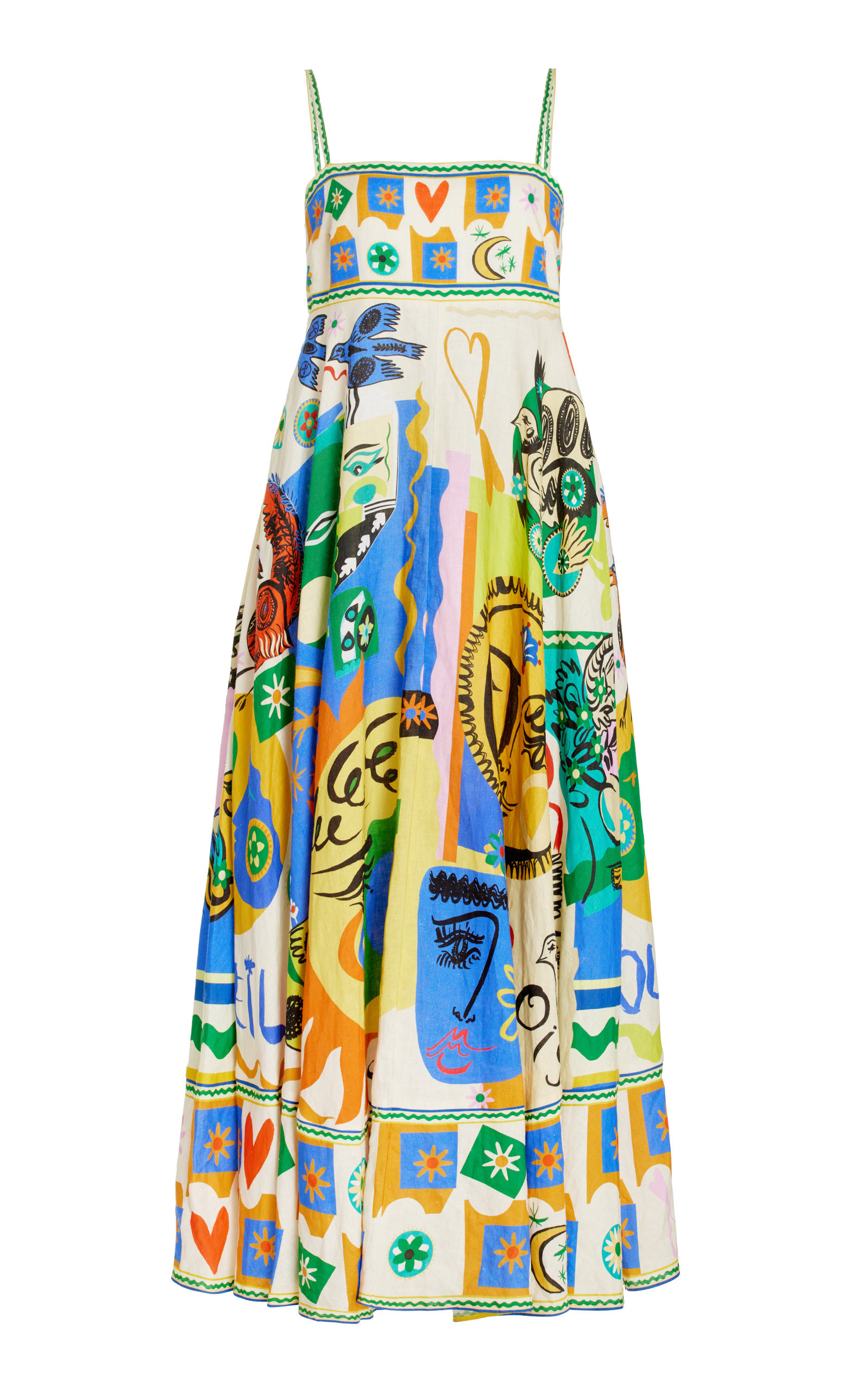 ALÉMAIS - Women's Soleil Linen Midi Sun Dress - Multi - AU 12 - Moda Operandi | Moda Operandi (Global)