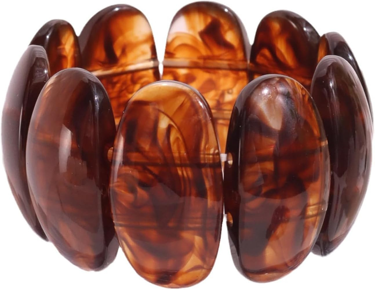 Chunky Acrylic Irregular Stretch Bracelets Colorful Tortoiseshell Acetate Thick Wide Resin Geometric Plastic Cool Vintage Adjustable Bangle Wristbands Jewelry for Women | Amazon (US)