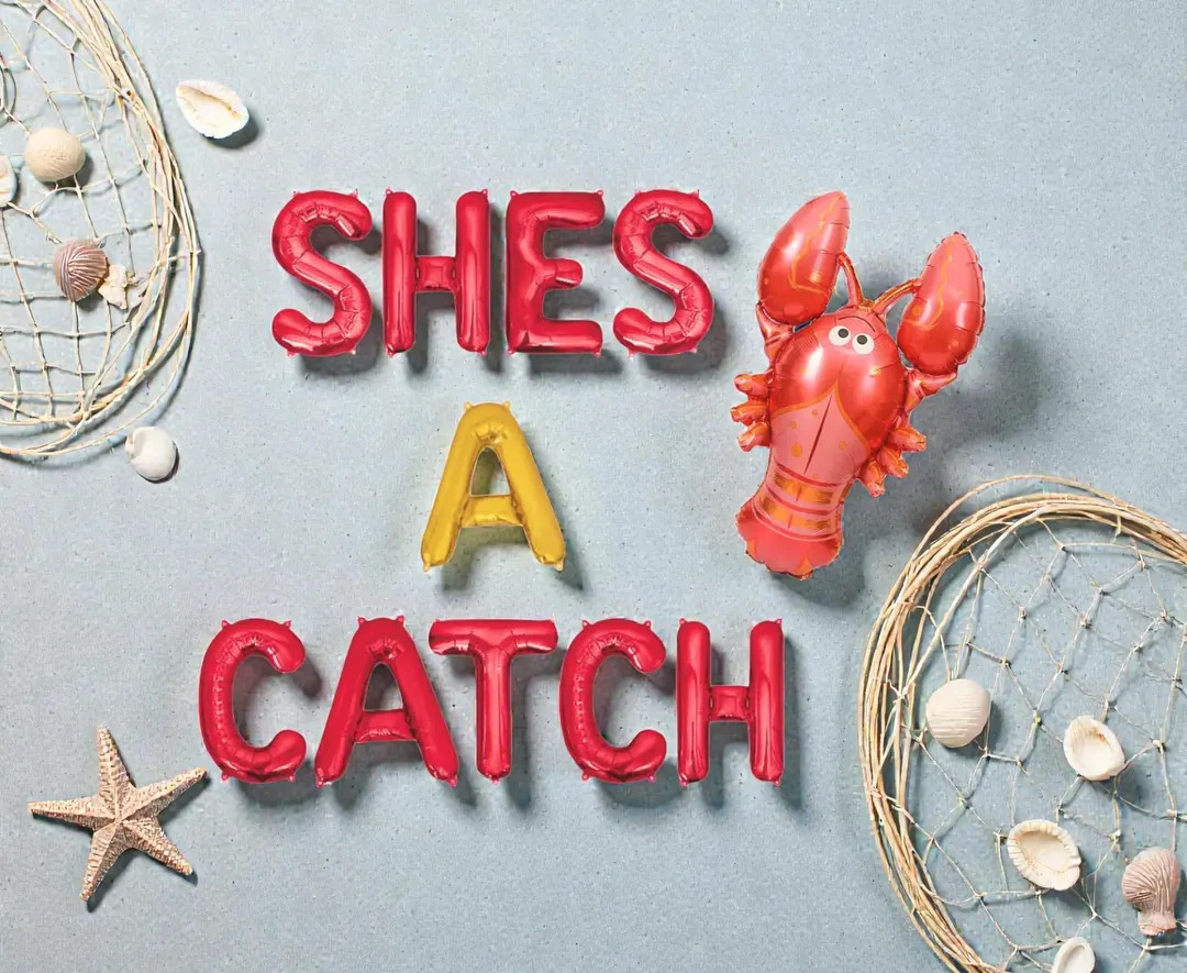 She’s A Catch Balloon Banner: Coastal Lobster Beach Bachelorette Party New England Decor - Etsy | Etsy (US)