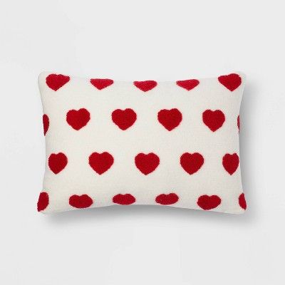 Lumbar Sherpa Valentine’s Day Hearts Pillow Cream - Spritz™ | Target