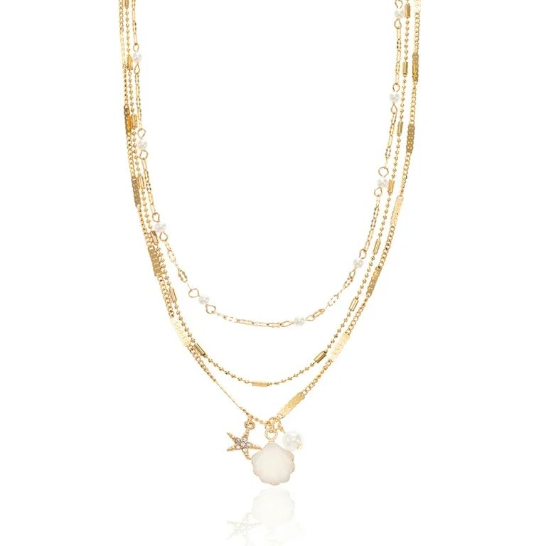 Time and Tru Women’s Charm Necklace Set, 3-Piece - Walmart.com | Walmart (US)