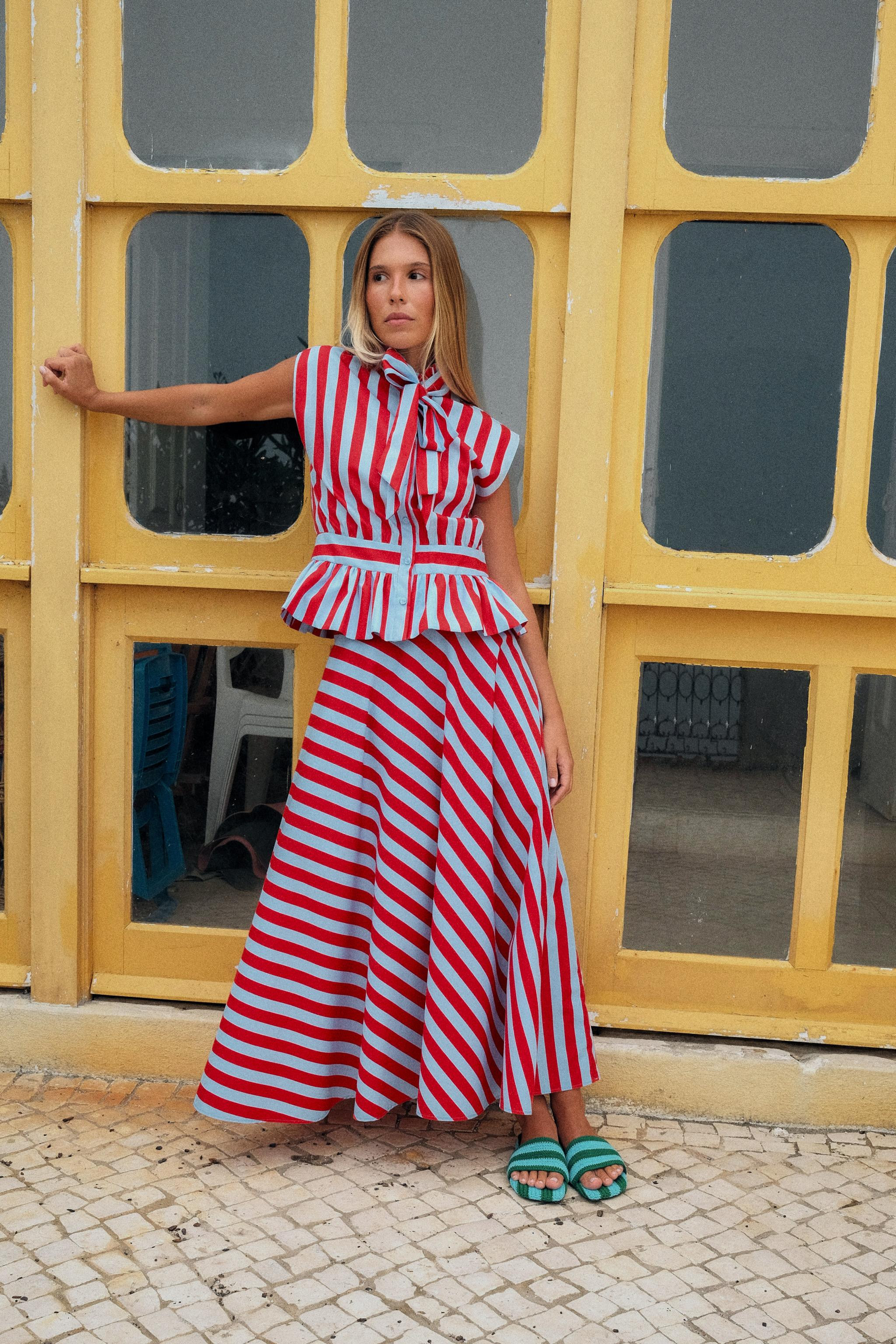 STRIPED CAPE MIDI SKIRT | Zara US