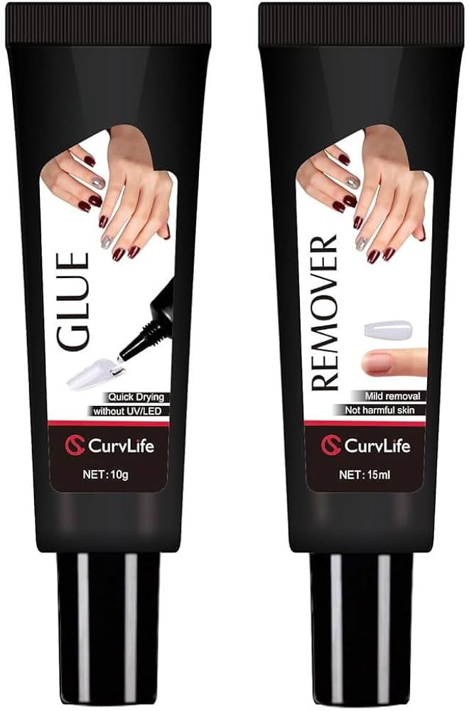 CurvLife 10g Semi Solid Nail Glue for Press Ons with 15ml Nail Glue Remover | Amazon (US)