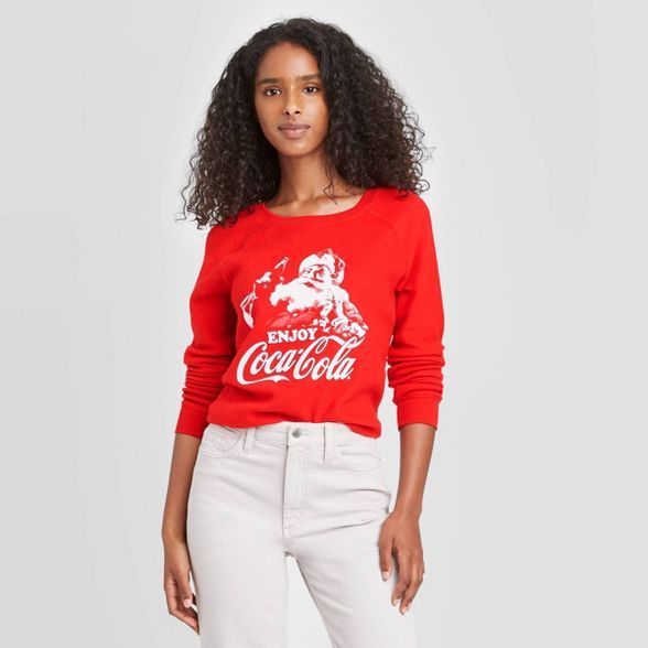 Women's Coca-Cola Santa Crewneck Lounge Sweatshirt - Red | Target