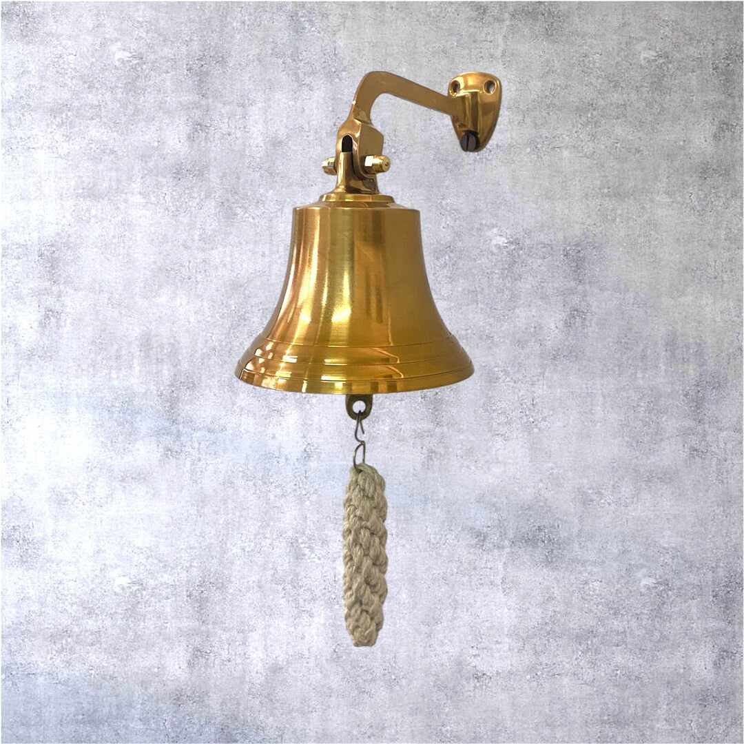 Brass Ship Bell With Rope - Wall Mounted Nautical Doorbell for Home, Outdoor Spaces, Boats & Mari... | Etsy (US)