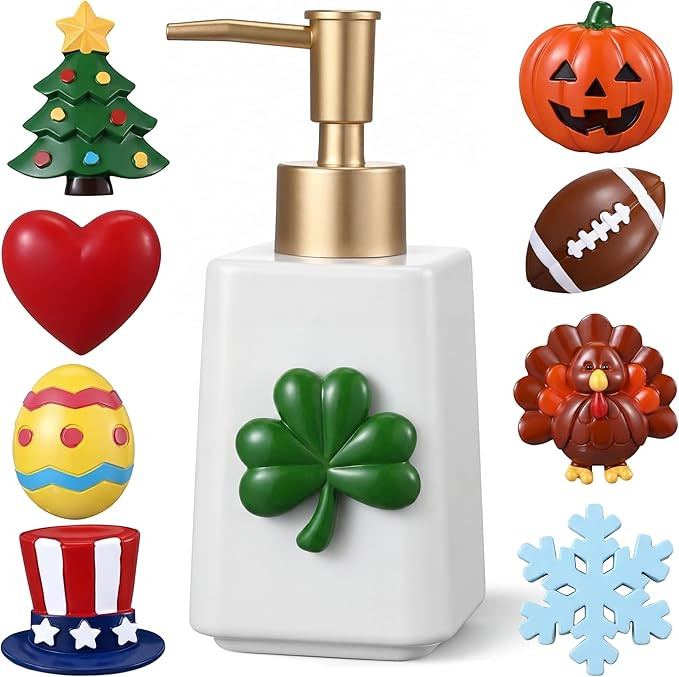 Gejoy St. Patrick's Day Easter Seasonal Soap Dispenser Magnetic Interchangeable Set - Ceramic Han... | Amazon (US)