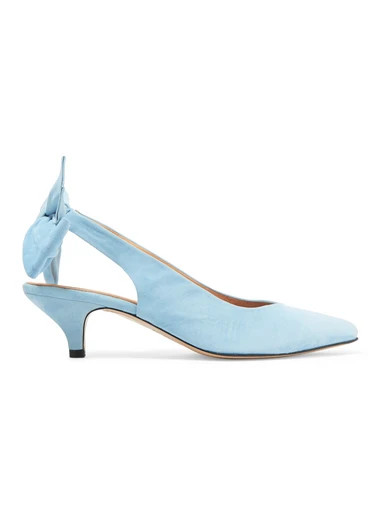 GANNI - Sabine Suede Slingback Pumps - Light blue | NET-A-PORTER (US)