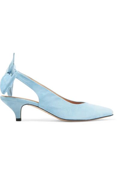 GANNI - Sabine Suede Slingback Pumps - Light blue | NET-A-PORTER (US)