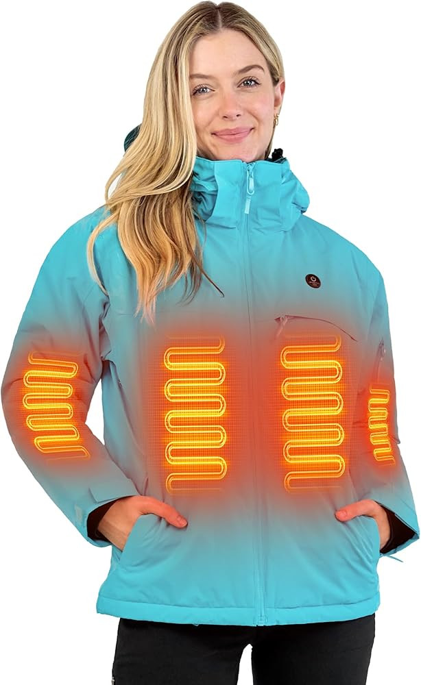 Heated Jacket, Ski Jacket Coat, With 12V/16000mAh Battery Pack, 5 Areas Heating Thicken Women Win... | Amazon (US)