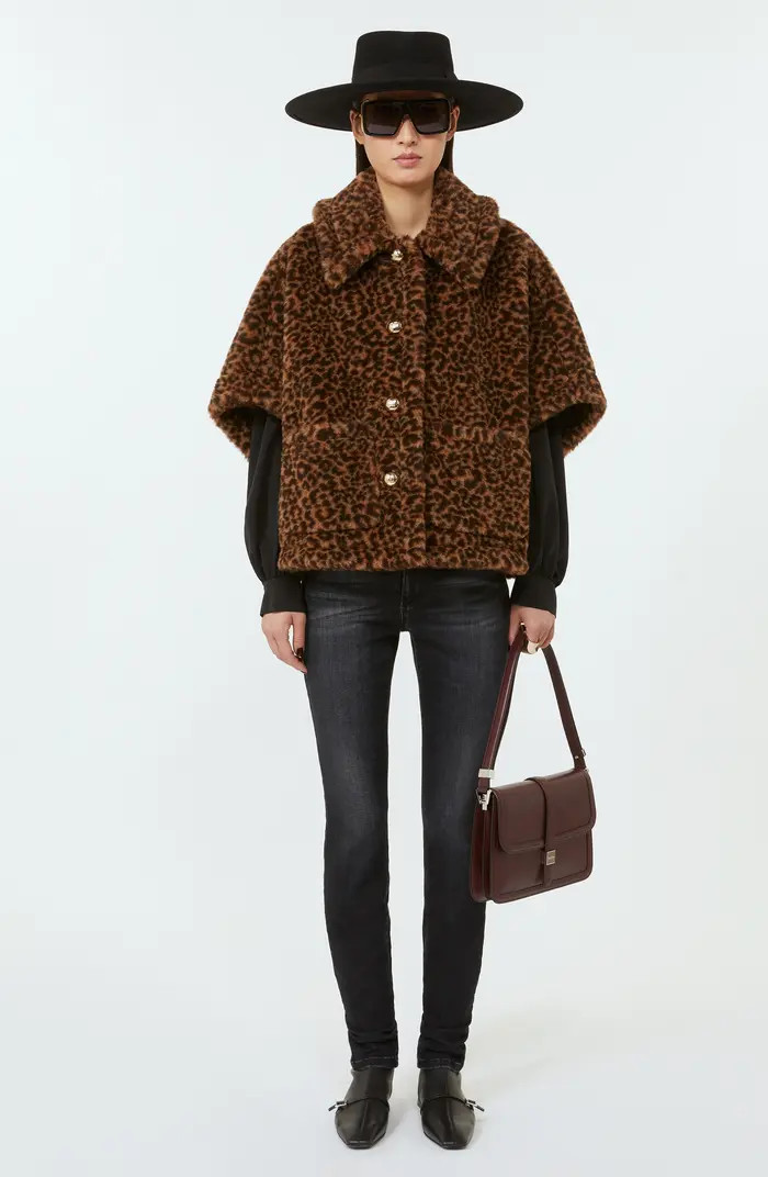 Max Mara Leopard Print Teddy Bear Cape | Nordstrom | Nordstrom
