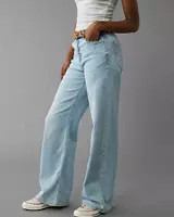 AE Dreamy Drape Stretch Super High-Waisted Baggy Wide-Leg Jean | American Eagle Outfitters (US & CA)