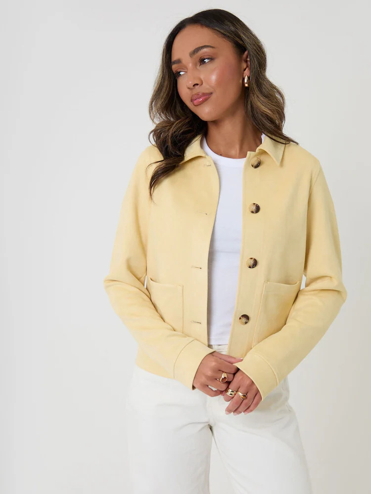 Geel - Threadbare Cropped Button Up Suedette Shacket | Next EU