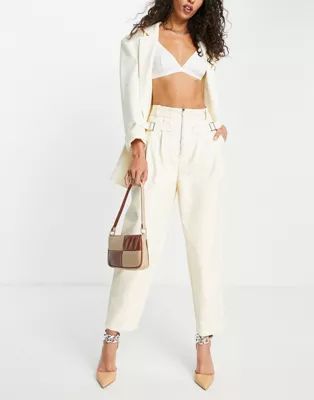 Ghospell faux leather trousers in cream | ASOS (Global)