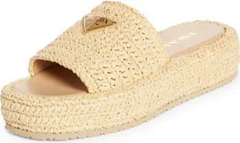Raffia Flatform Slide Sandal (Women) | Nordstrom