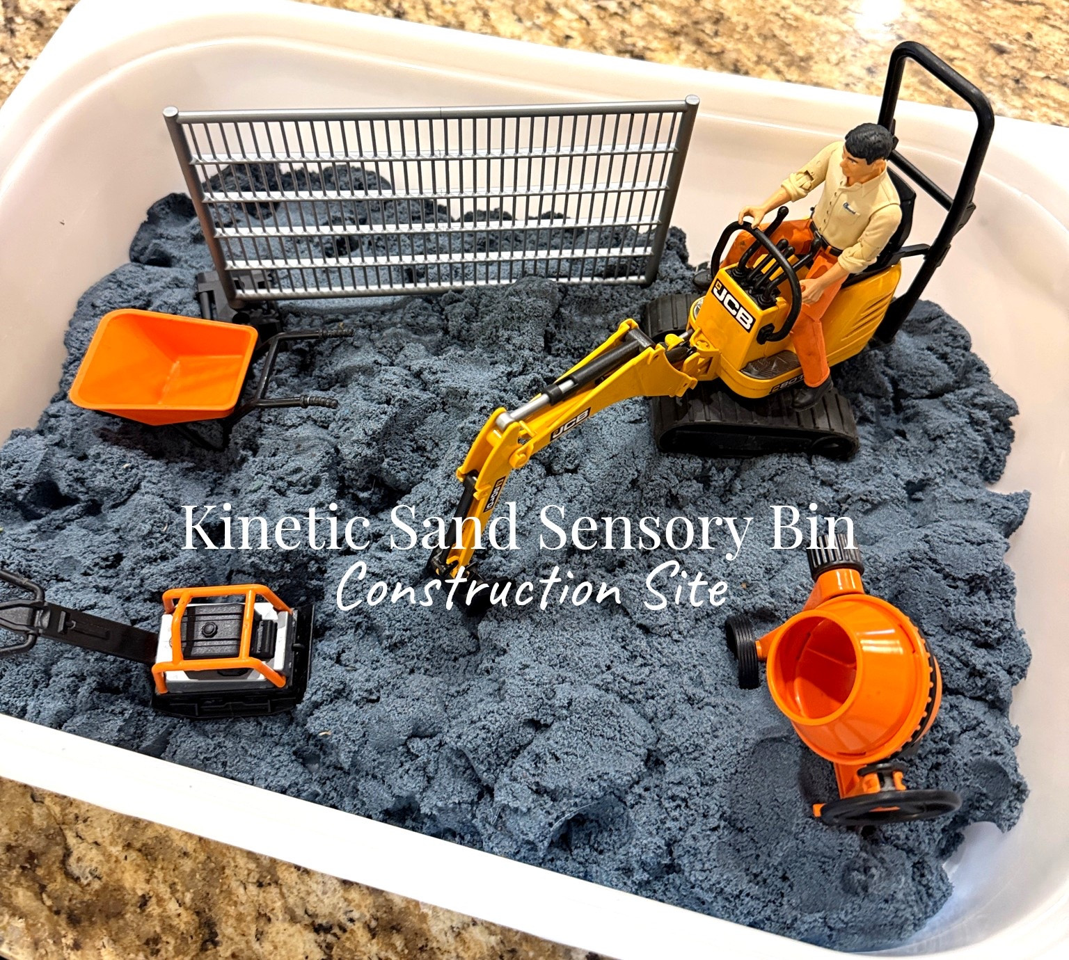 Construction Site Sensory Bin using our favorite Bruder pieces. My boys stay engaged and creative for SO long.

#LTKKids