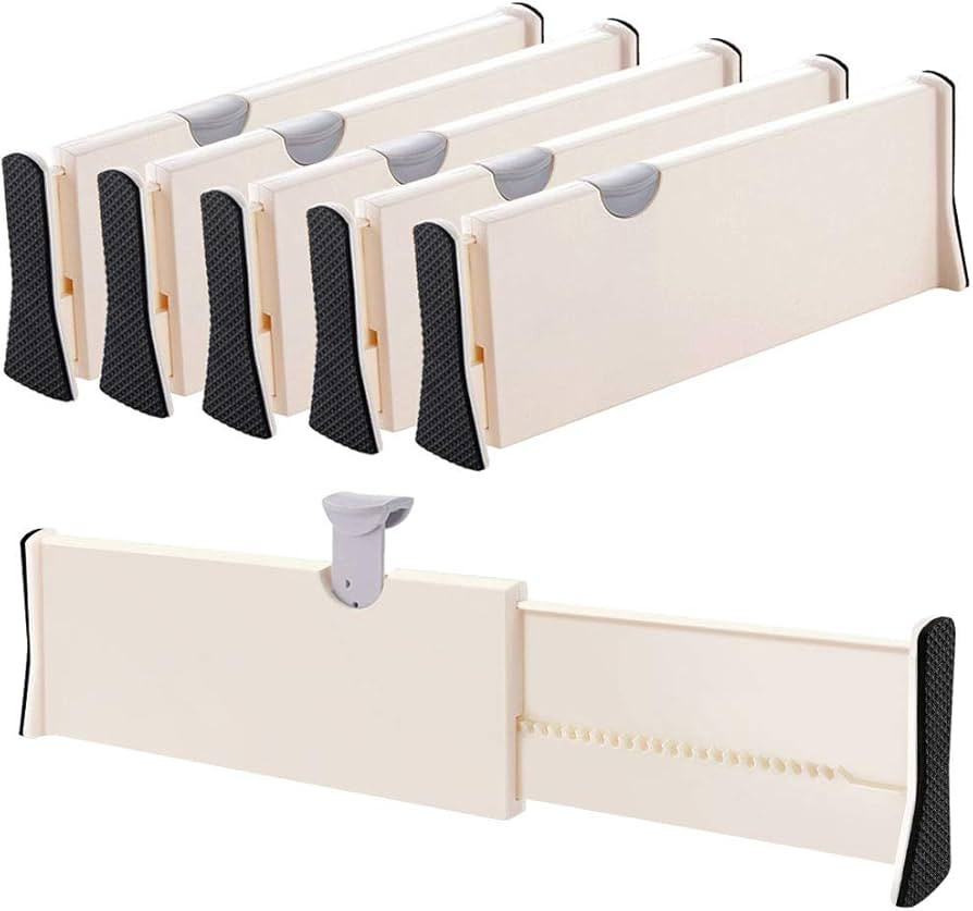Drawer Dividers Organizer 5 Pack, Adjustable Separators 4" High Expandable from 11-17" for Bedroo... | Amazon (US)