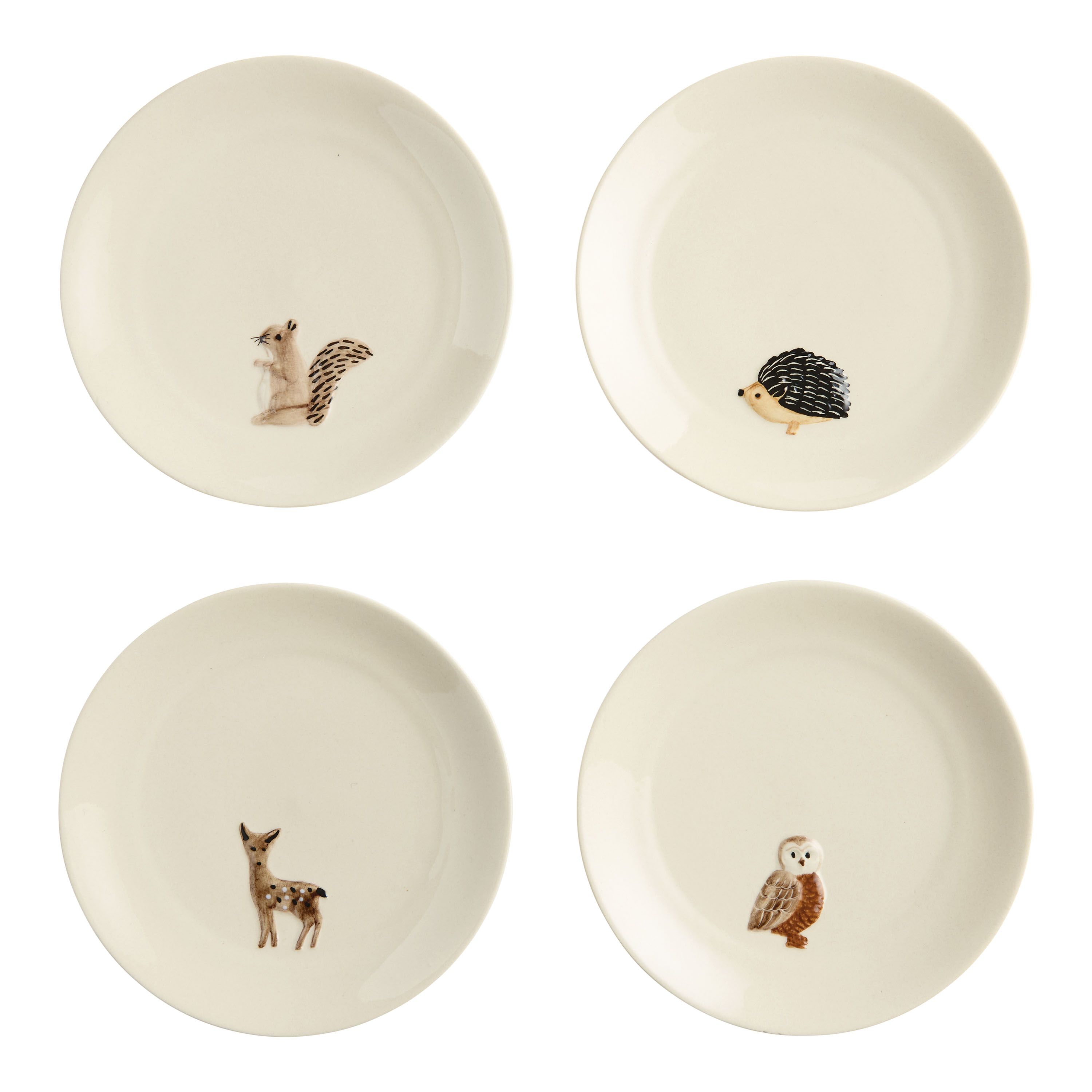 Cream Harvest Critters Hand Painted Appetizer Plate Set of 4 | World Market