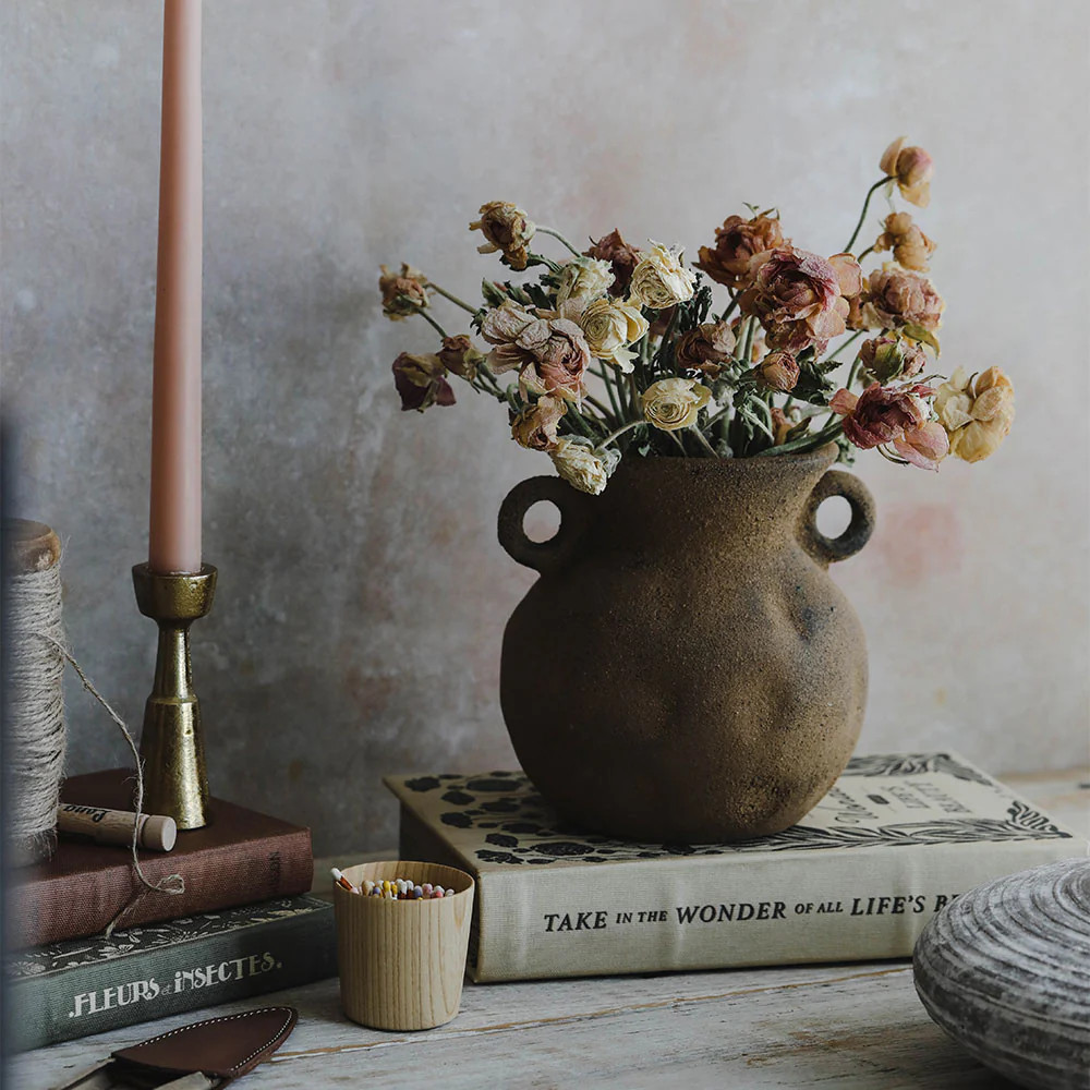 Rustic Clay Vase - Dark | Roan Iris