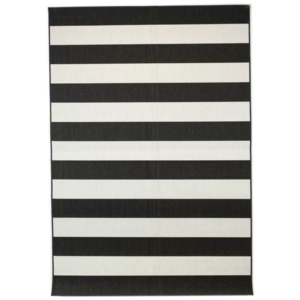 Gonsalez Striped Black Indoor/Outdoor Area Rug | Wayfair North America