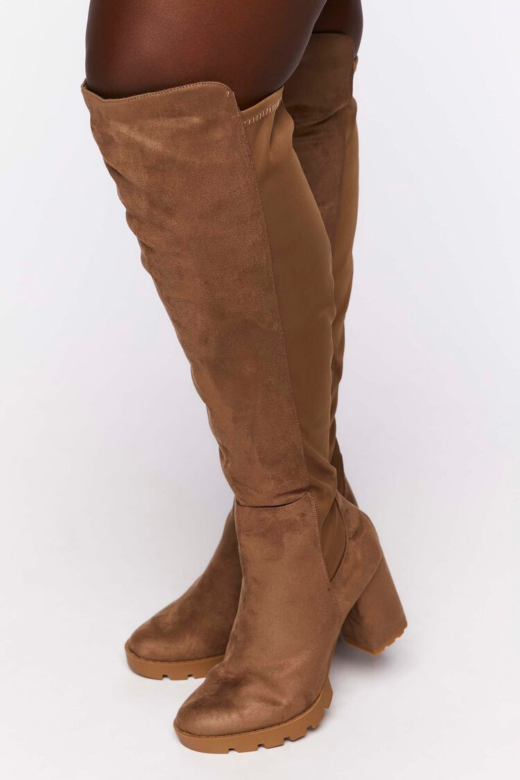 Women's Over-the-Knee Lug-Sole Boots (Wide) in Taupe, 5.5 | Forever 21 (US)