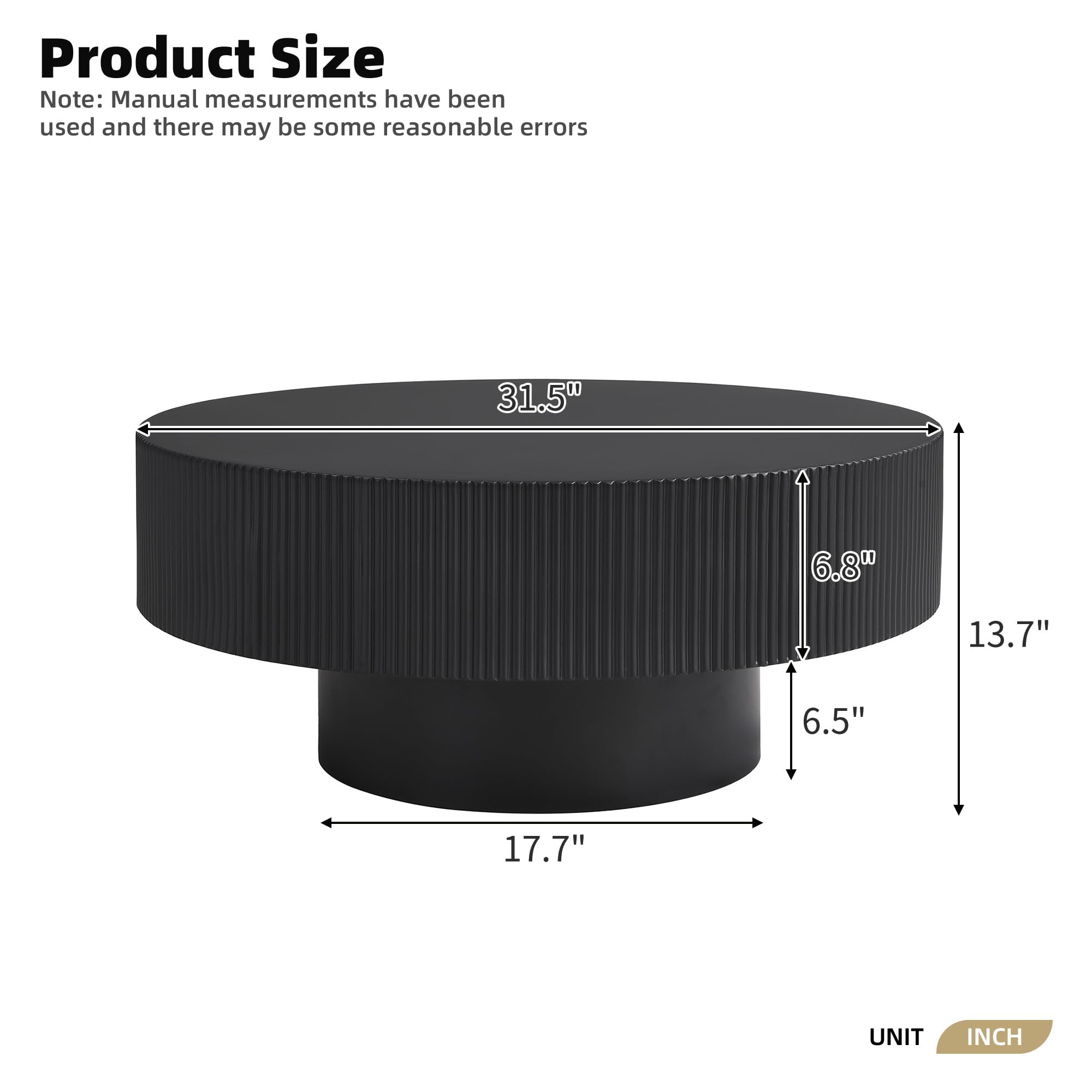 Merax Modern Round Coffee Table with Sturdy Base, Wood Center Tables for Living Room Reception Ro... | Amazon (US)