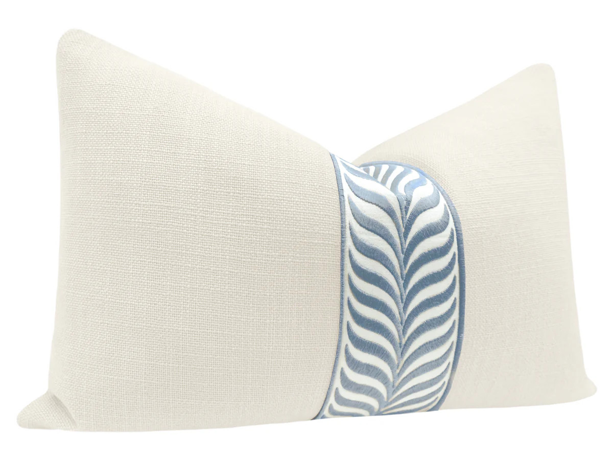 THE LITTLE LUMBAR :: SIGNATURE LINEN // BONE + TRELLIS TRIM // POWDER BLUE | LITTLE DESIGN COMPANY