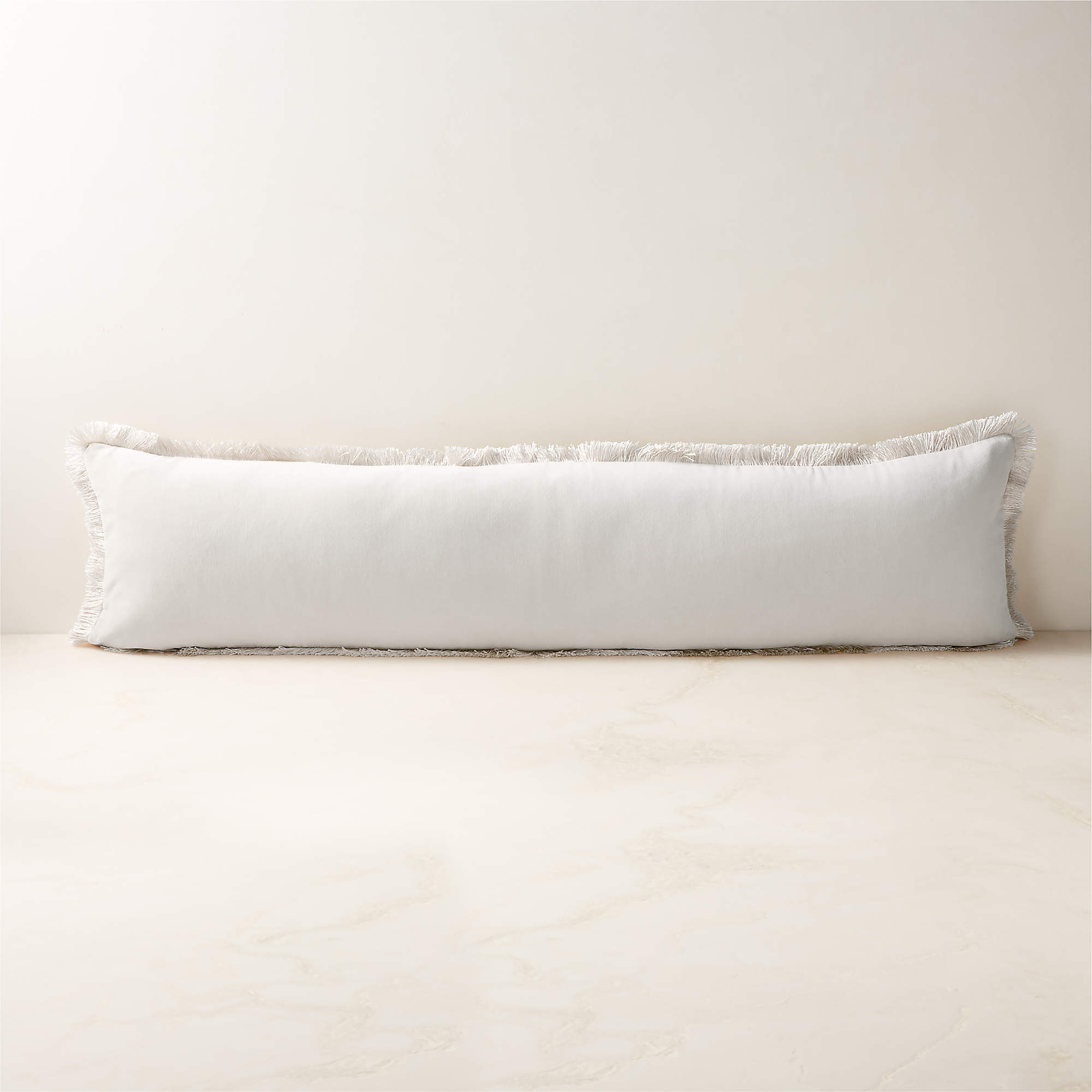 Bettie Warm White Velvet Lumbar Pillow with Down-Alternative Insert 48''x12'' + Reviews | CB2 | CB2